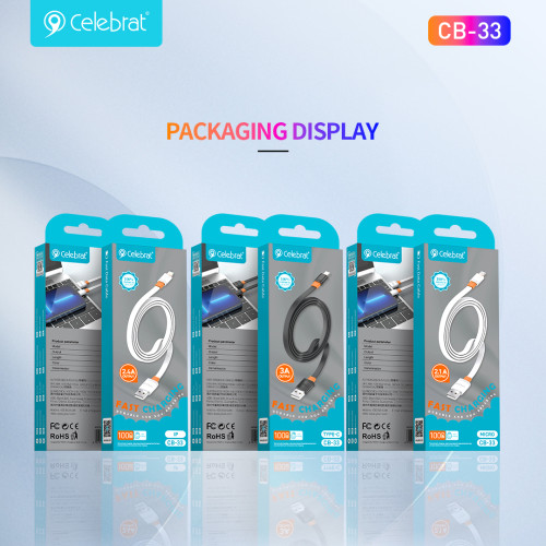 Cable Celebrat CB-33 A-L Lightning 2.4A 1M